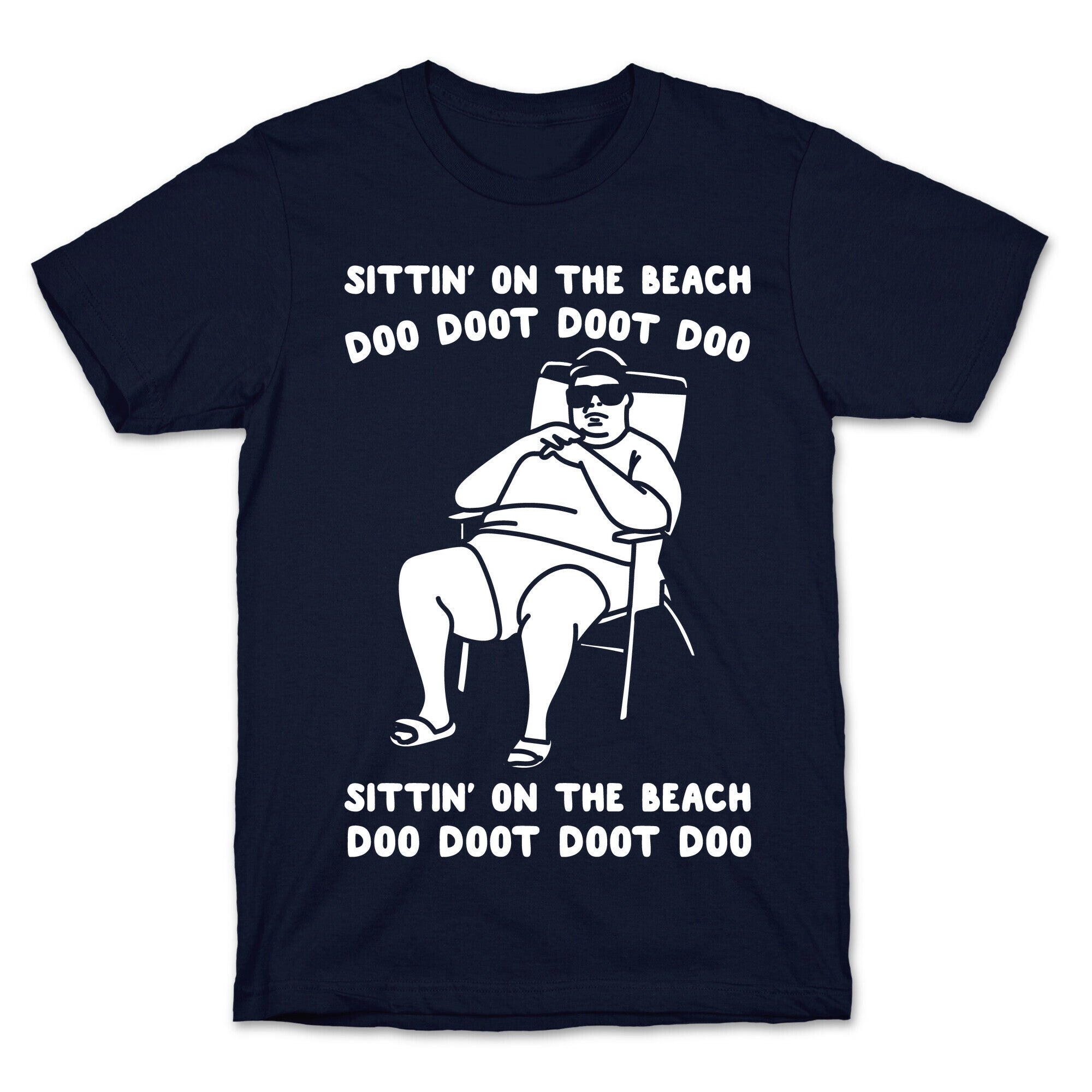 Sittin' On The Beach Chris Christie Parody White Print T-Shirt